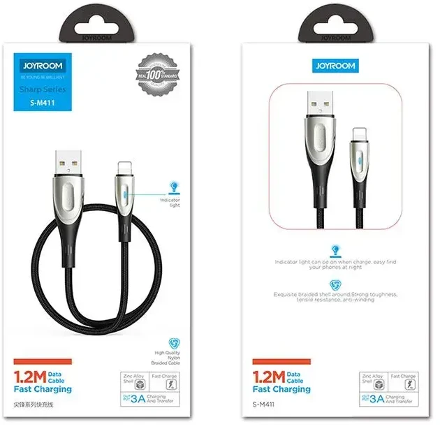 USB laidas, skirtas Lightning Joyroom Sharp S-M411 2.4A, 3m (juodas)
