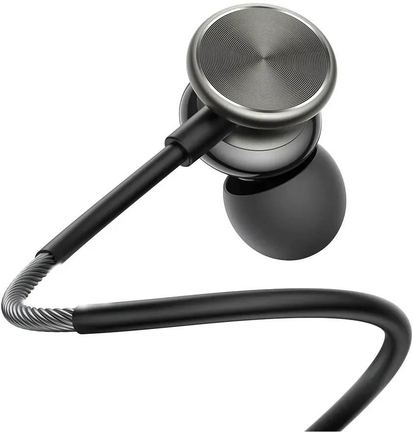 Joyroom su laidu Series JR-EW03 laidiniai ausinės su mikrofonu - tamsiai pilka