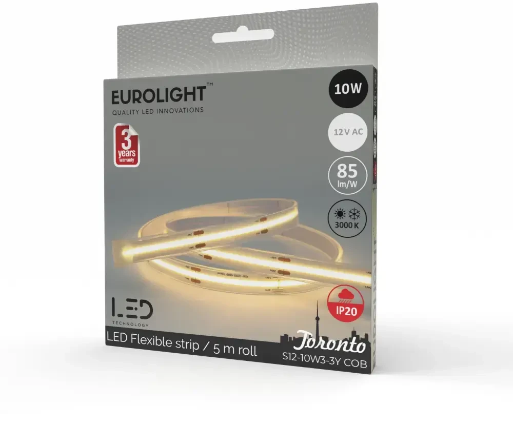 Eurolight LED juosta 10W 12V 3000K COB 5m