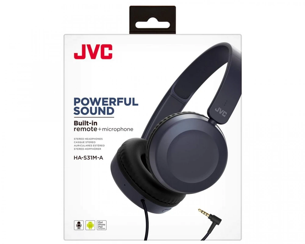 Ausinės JVC HA-S31M-A (on-ear, YES, mėlynas spalva