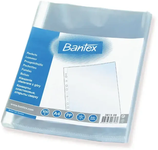 Bantex Crystal vokeliai A4 formato PP folija (100 vnt.)