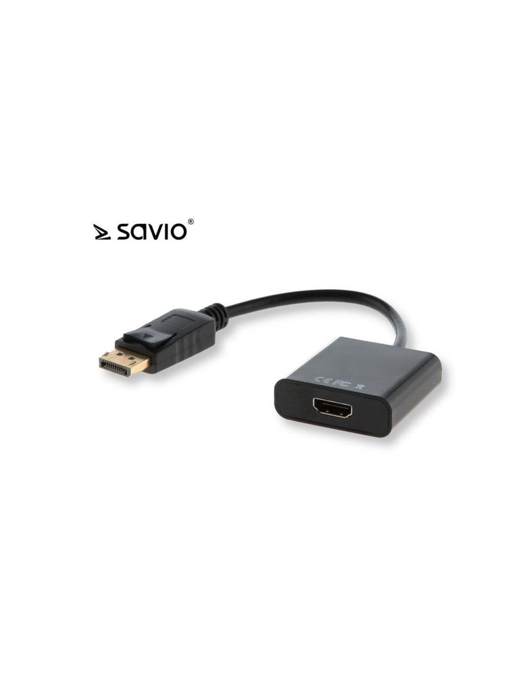 HDMI laidas Savio CL-55B, DP/HDMI, 20 cm