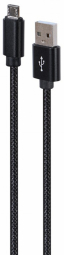 Gembird CCDB-mUSB2B-AMBM-6 Medvilninis pintas Micro-USB laidas su metalinėmis jungtimis, 1,8 m, juodas