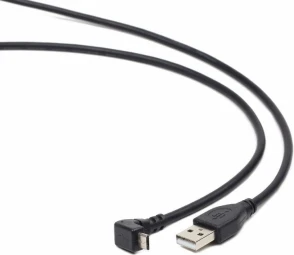 Gembird Cablexpert USB A - MicroUSB B, 1,8 m kampinis mikro-USB laidas, USB A, Micro-USB B, 1,8 m, Juodas
