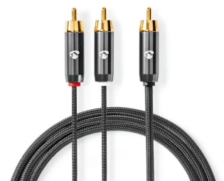 Kabelis Nedis RCA (Cinch) x2 - RCA (Cinch) x2 3m pilka (CATB24000GY30)