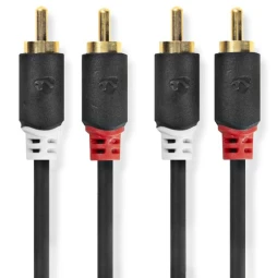 Nedis 2x RCA į 2x RCA garso laidas su auksuotais antgaliais