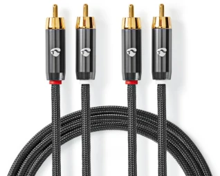 Kabelis Nedis RCA (Cinch) x2 - RCA (Cinch) x2 5m juoda (CATB24200GY50)