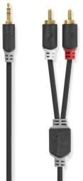 3.5mm į 2xRCA garso kabelis su spalvinėmis jungtimis