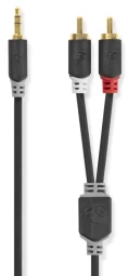 Kabelis Nedis Aux Audio Cable 3.5 mm -> 2x RCA 3m Juodas