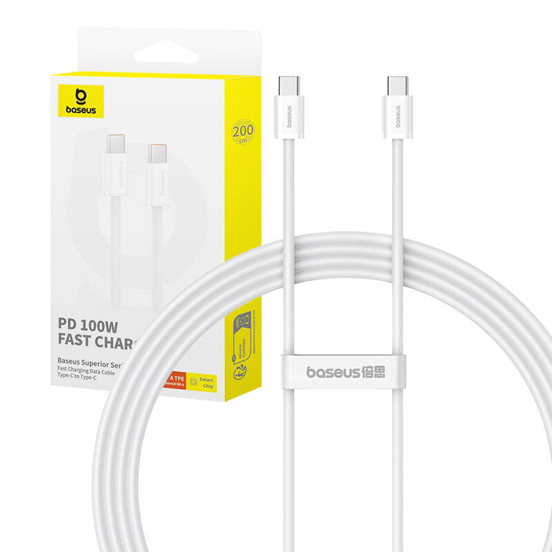 Greito įkrovimo laidas USB-C arba USB-C Baseus Superior 2 100W 2m (baltas)