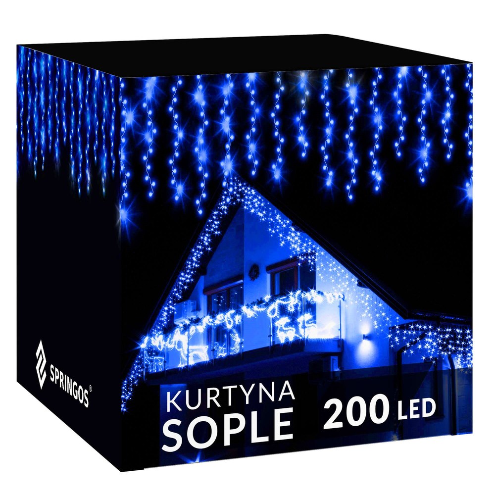 Šviesos užuolaida Springos CL0202, 200 LED, 8 m
