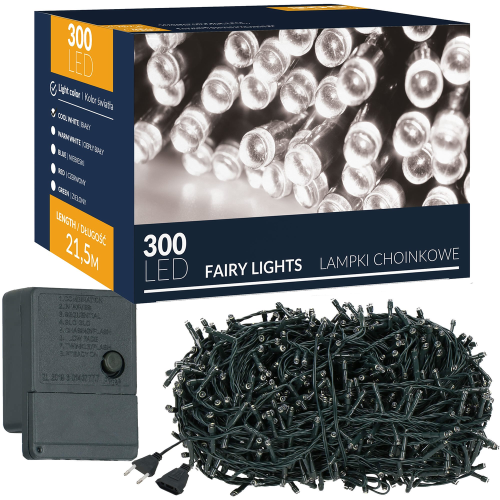 Kalėdinės lemputės Springos 300 LED, 21 m, šaltai balta