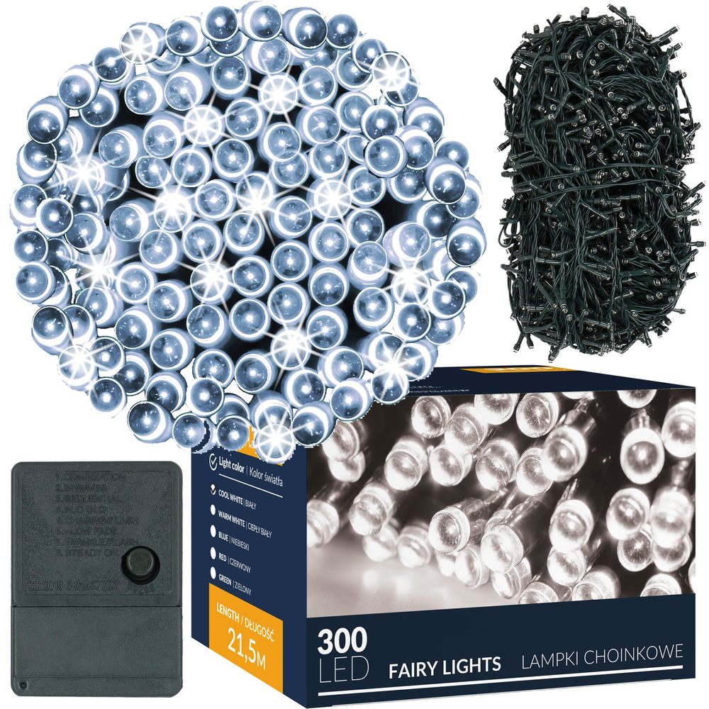 Kalėdinės lemputės Springos 300 LED, 21 m, šaltai balta