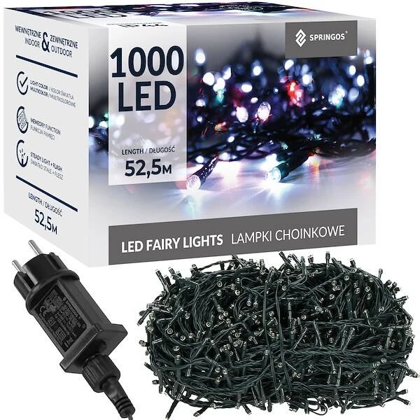 Kalėdinės lemputės Springos 1000 LED, 50 m, IP44