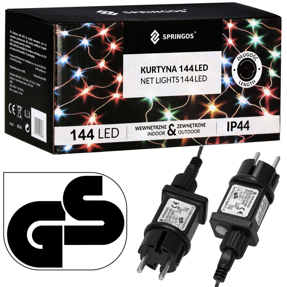 Užuolaidinė girlianda Springos 144 LED, 2x2 m