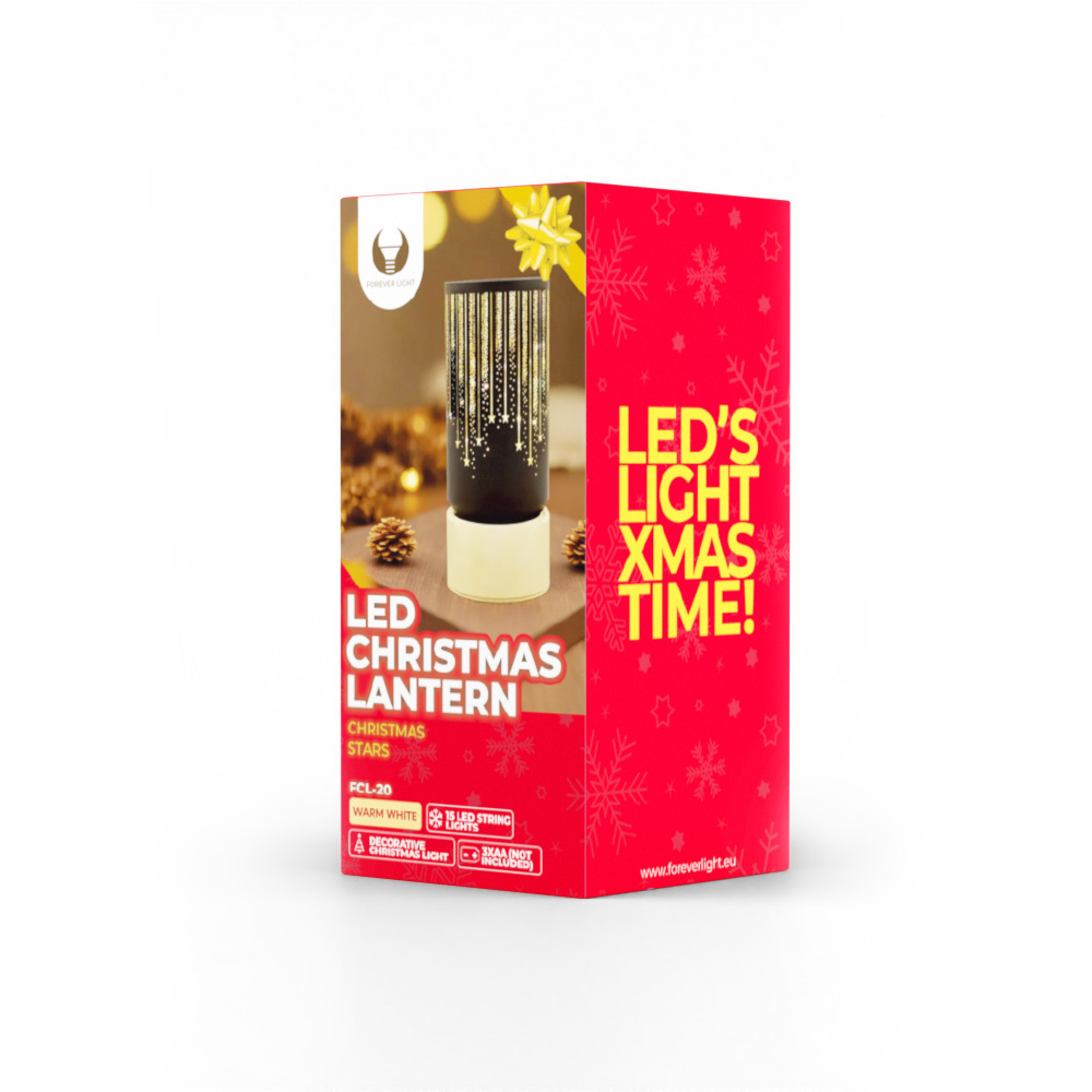 Kalėdinis stiklas Lantern FCL-20 juodai auksinis L Forever Light