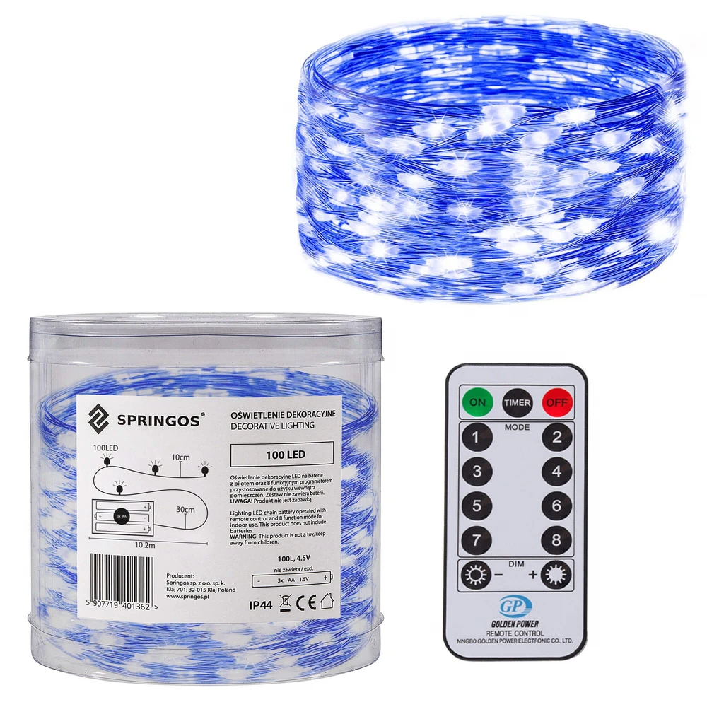 Kalėdų girlianda Springos CL0103 9,9 m, 100 LED, mėlyna