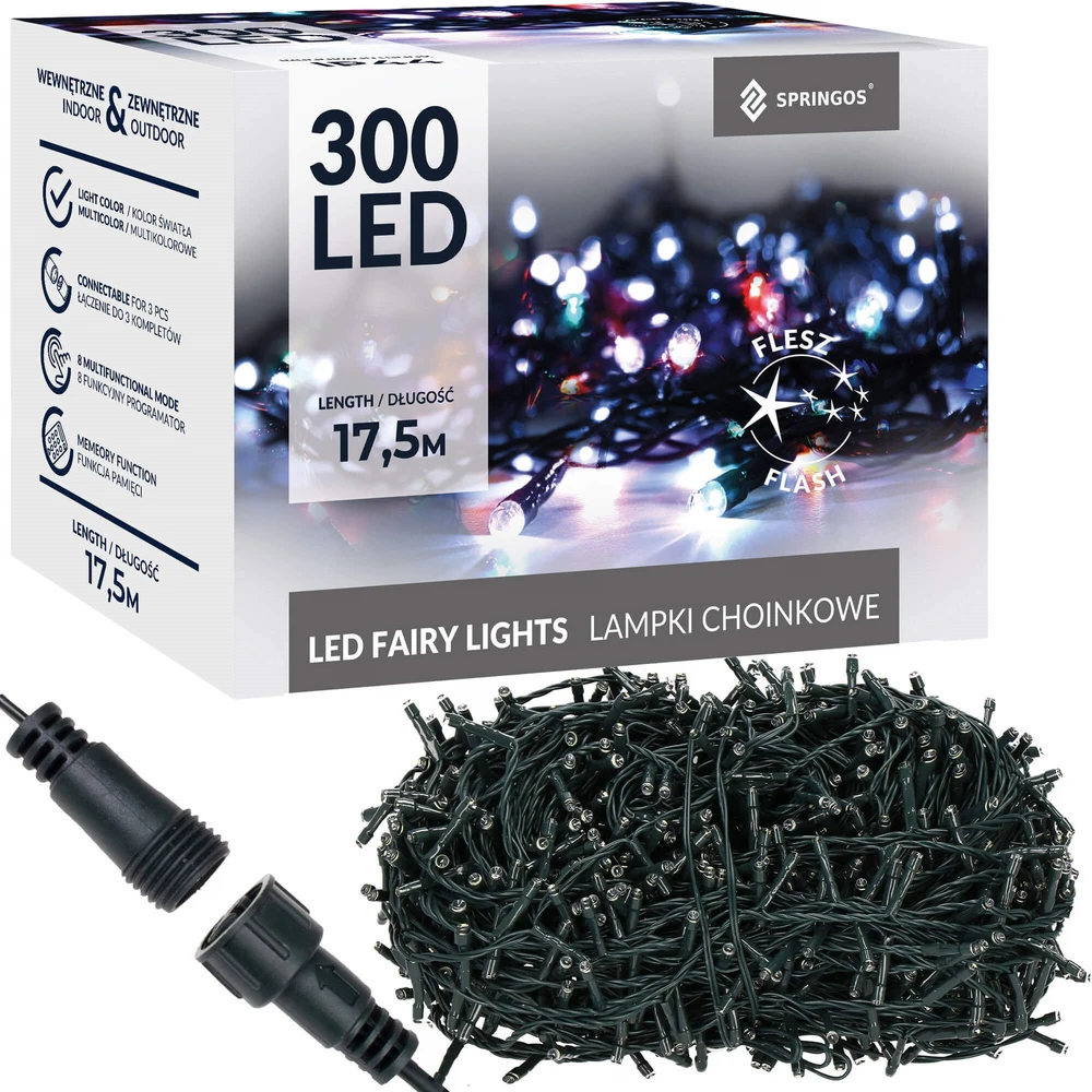 Kalėdų eglutės šviesos Springos 300 LED daugiaspalvės