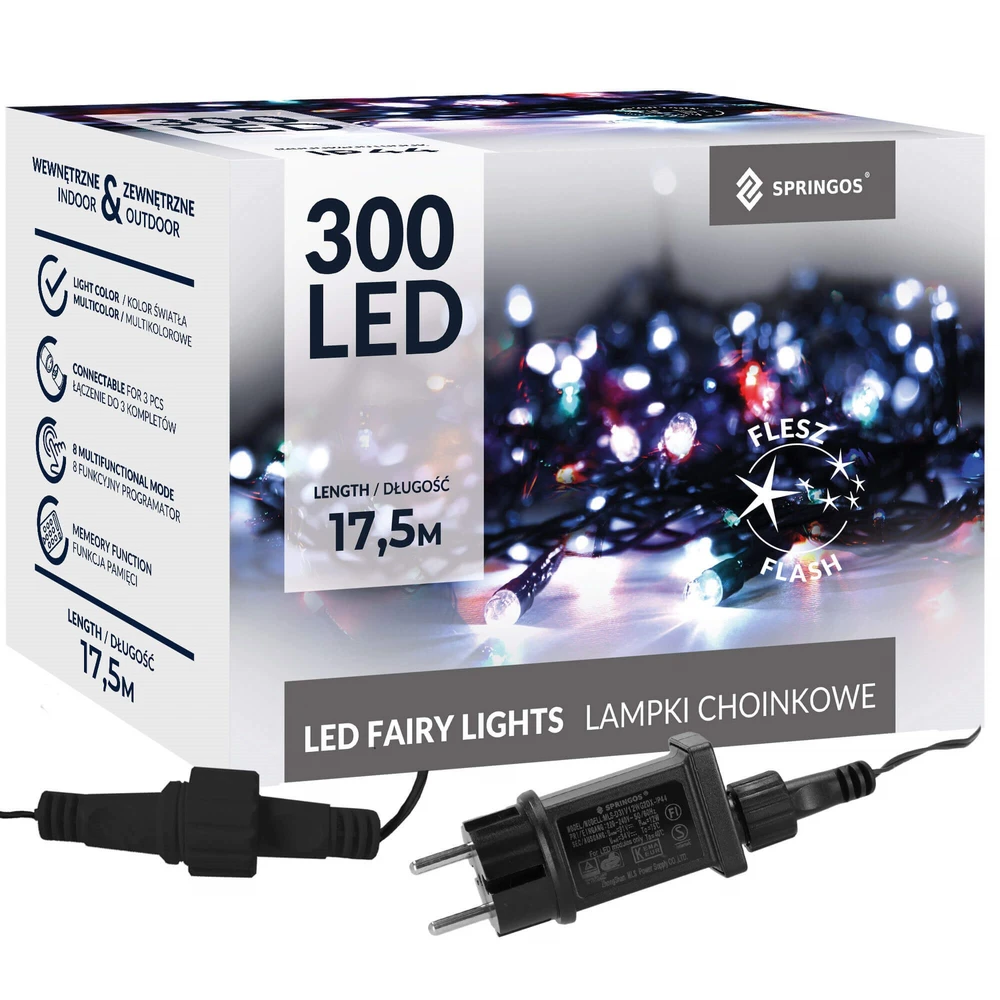 Kalėdų eglutės šviesos Springos 300 LED daugiaspalvės