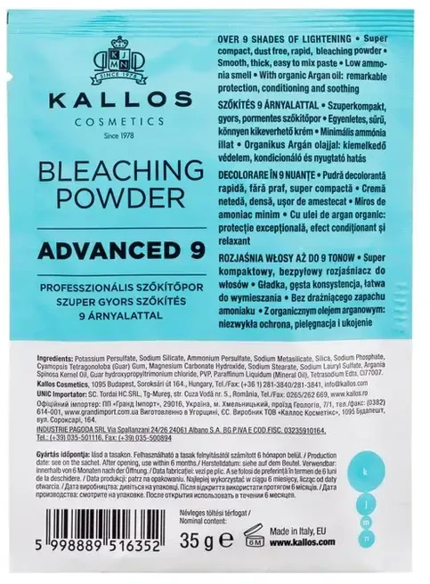 Kallos Cosmetics KJMN Advanced 9 Bleaching Powder Hair Color