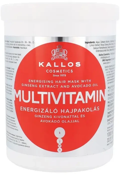 Kallos Cosmetics Multivitamin Energising Hair Mask plaukų kaukė, 1000 ml