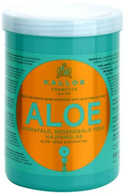 Drėkinanti plaukų kaukė sausiems ir pažeistiems plaukams Kallos Aloe Vera Hair Mask 1000 ml