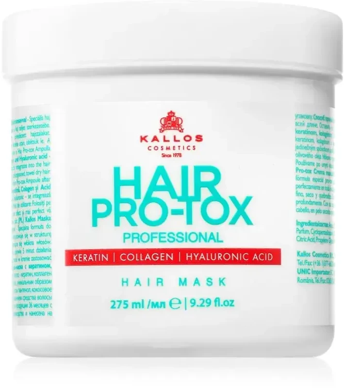 Kallos Cosmetics Hair Pro-Tox Plaukų kaukė kaukė silpniems ir pažeistiems plaukams, 275 ml