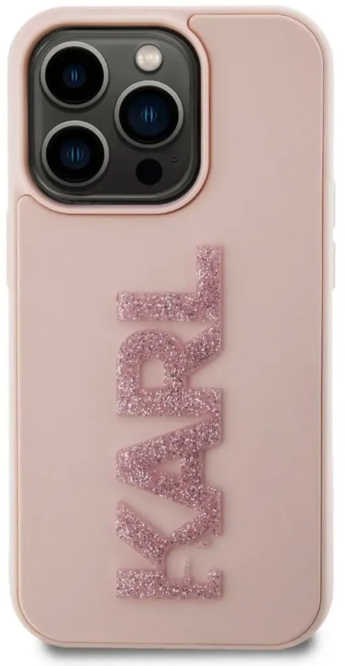 Dėklas Karl Lagerfeld KLHCP15X3DMBKCP IPHONE 15 PRO MAX 6.7 "Rožinis/Rožinis HARDCASE 3D RUBBER GLITTER LOGO