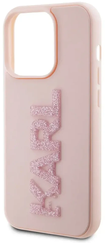 Dėklas Karl Lagerfeld KLHCP15X3DMBKCP IPHONE 15 PRO MAX 6.7 "Rožinis/Rožinis HARDCASE 3D RUBBER GLITTER LOGO
