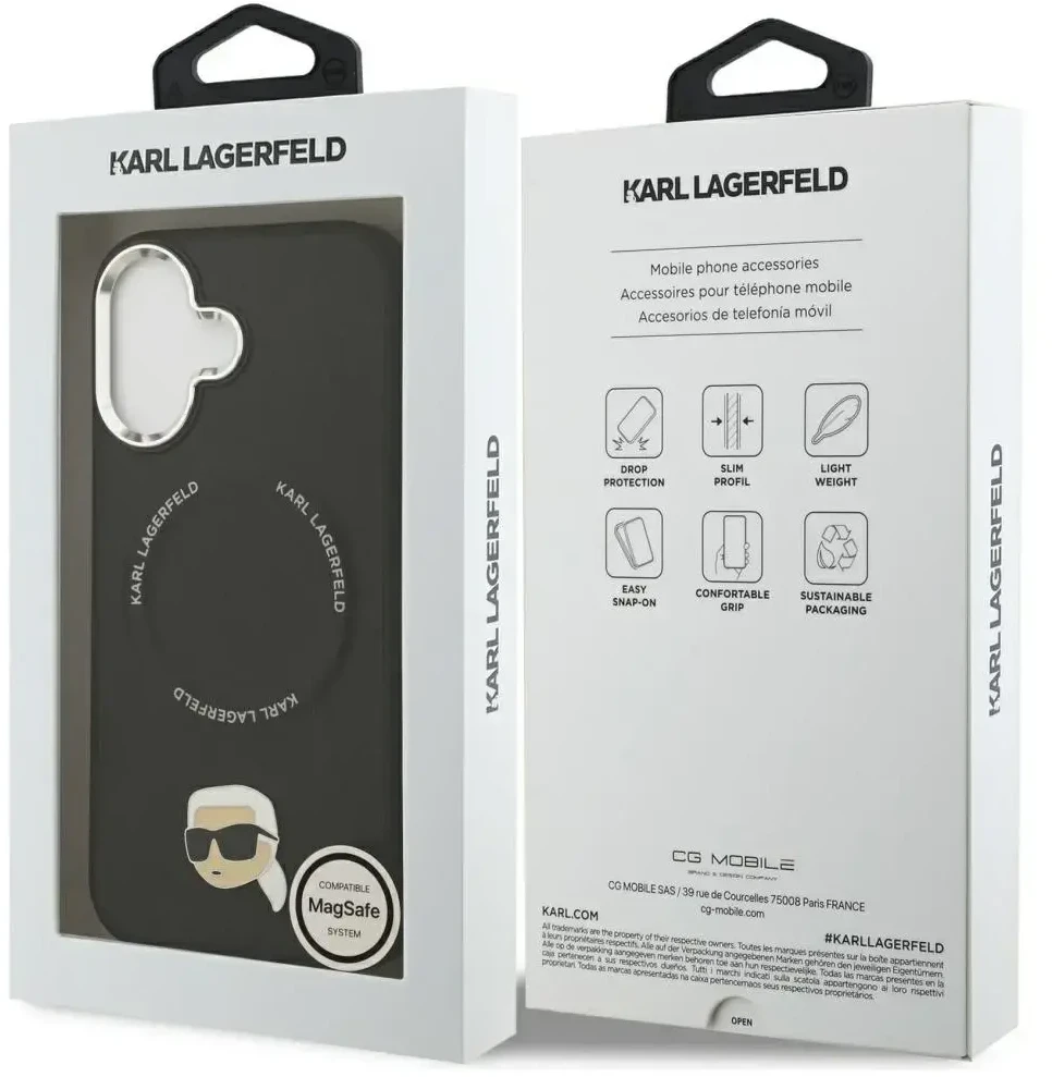 Karl Lagerfeld Karl Pin MagSafe dėklas skirtas Apple iPhone 17 juodos spalvos