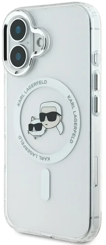 Karl Lagerfeld KLHMP16MHLSKCH Apple iPhone 16 Plus 6.7″ baltos spalvos kietas dėklas IML Metal Karl&Choupette Head