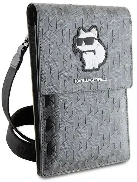 Karl Lagerfeld Case KLWBSAKHPCG rankinė - sidabrinė Saffiano monograma
