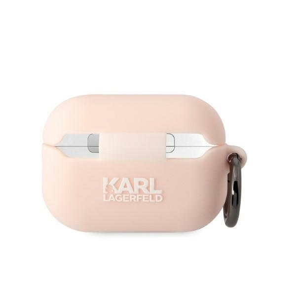 Apple AirPods Pro 2 Karl Lagerfeld silikoninis Choupette Head 3D light ausinių dėklas rožinės spalvos