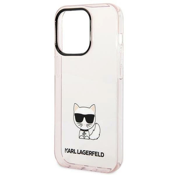 Dėklas Karl Lagerfeld Hardcase Choupette Body KLHCP14XCTTRI galinis dangtelis, Apple, iPhone 14 Pro Max, TPU, Rožinė skaidrus, 6,7 "