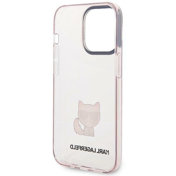 Dėklas Karl Lagerfeld Hardcase Choupette Body KLHCP14XCTTRI galinis dangtelis, Apple, iPhone 14 Pro Max, TPU, Rožinė skaidrus, 6,7 "