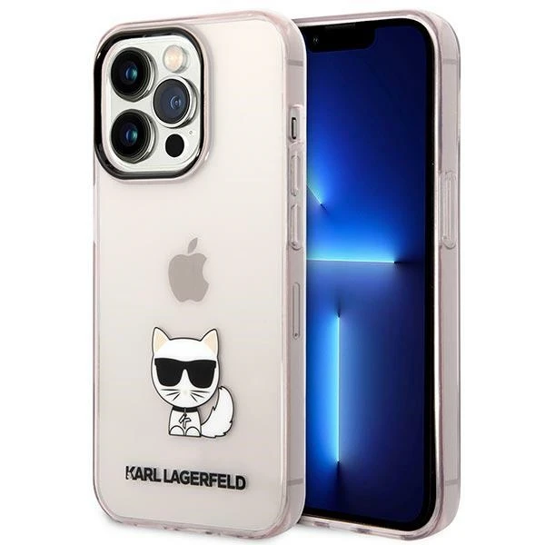 Dėklas Karl Lagerfeld Hardcase Choupette Body KLHCP14XCTTRI galinis dangtelis, Apple, iPhone 14 Pro Max, TPU, Rožinė skaidrus, 6,7 "