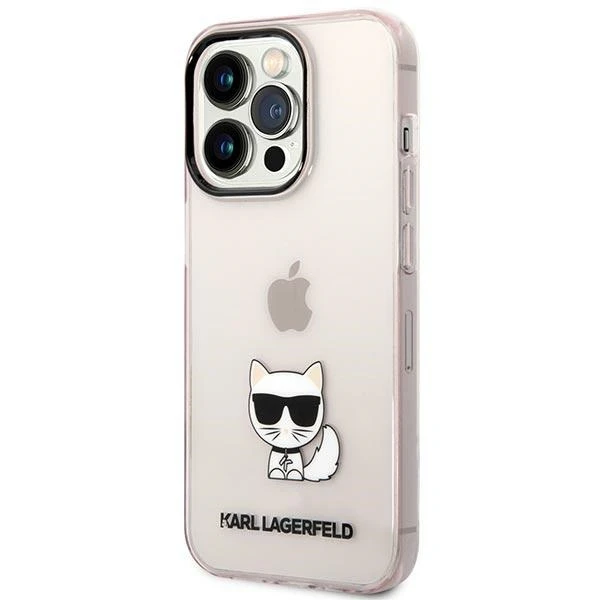 Dėklas Karl Lagerfeld Hardcase Choupette Body KLHCP14XCTTRI galinis dangtelis, Apple, iPhone 14 Pro Max, TPU, Rožinė skaidrus, 6,7 "