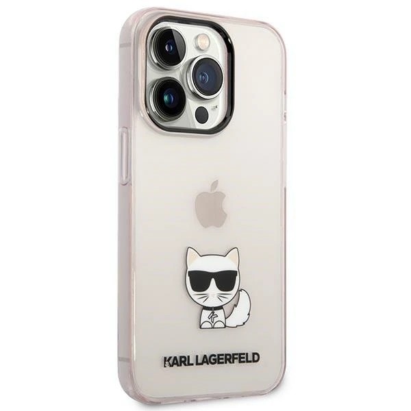 Dėklas Karl Lagerfeld Hardcase Choupette Body KLHCP14XCTTRI galinis dangtelis, Apple, iPhone 14 Pro Max, TPU, Rožinė skaidrus, 6,7 "