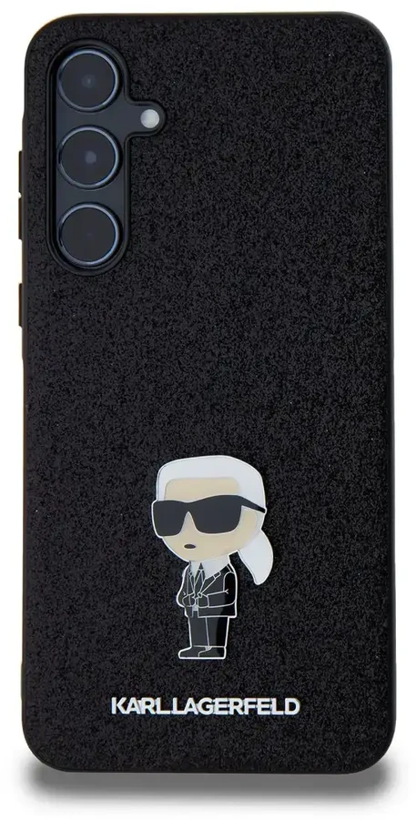 Karl Lagerfeld KLHCSA55GKNPSK A55 A556 juodos spalvos kietas dėklas Fixed Glitter Ikonik Logo Metal Pin