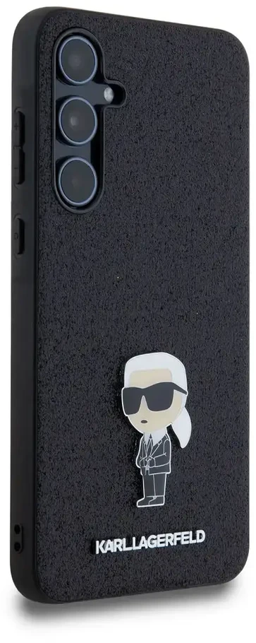 Karl Lagerfeld KLHCSA55GKNPSK A55 A556 juodos spalvos kietas dėklas Fixed Glitter Ikonik Logo Metal Pin