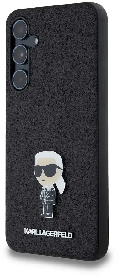Karl Lagerfeld KLHCSA55GKNPSK A55 A556 juodos spalvos kietas dėklas Fixed Glitter Ikonik Logo Metal Pin