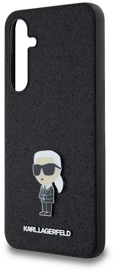 Karl Lagerfeld KLHCSA55GKNPSK A55 A556 juodos spalvos kietas dėklas Fixed Glitter Ikonik Logo Metal Pin