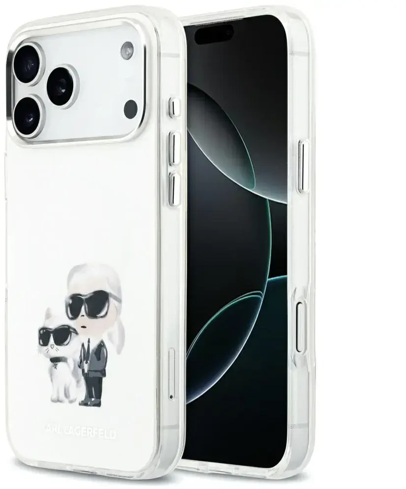 Karl Lagerfeld IML Aquarelle Karl & Choupette & Logo MagSafe - dėklas skirtas Apple iPhone 17 Pro Max baltas