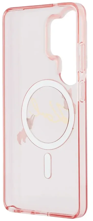 Karl Lagerfeld IML Choupette Karl Script Logo magnetinis dėklas iPhone Samsung Galaxy S26 Ultra rožinis