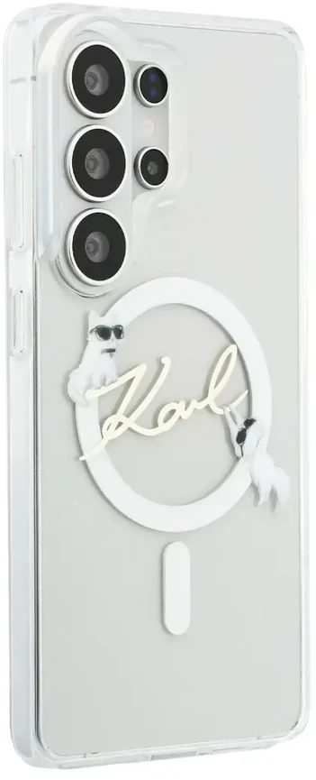 Karl Lagerfeld IML Choupette Karl Script Logo magnetinis dėklas iPhone Samsung Galaxy S26 Ultra permatomas...