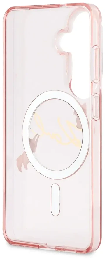 Karl Lagerfeld IML Choupette Karl Script Logo magnetinis dėklas iPhone Samsung Galaxy S26 rožinis