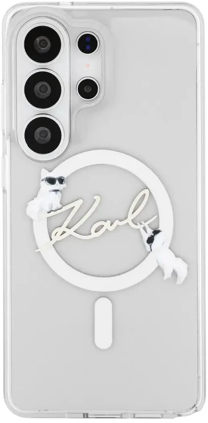 Karl Lagerfeld IML Choupette Karl Script Logo magnetinis dėklas iPhone Samsung Galaxy S26 Ultra permatomas...