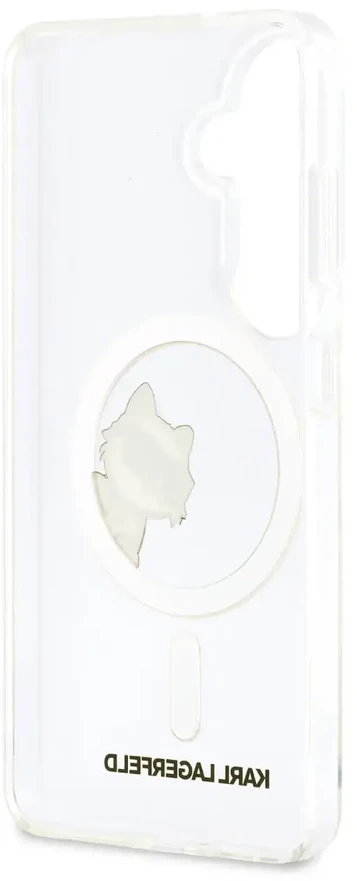 Karl Lagerfeld IML Choupette Peekaboo Logo magnetinis dėklas iPhone Samsung Galaxy S26 telefonui, skaidrus
