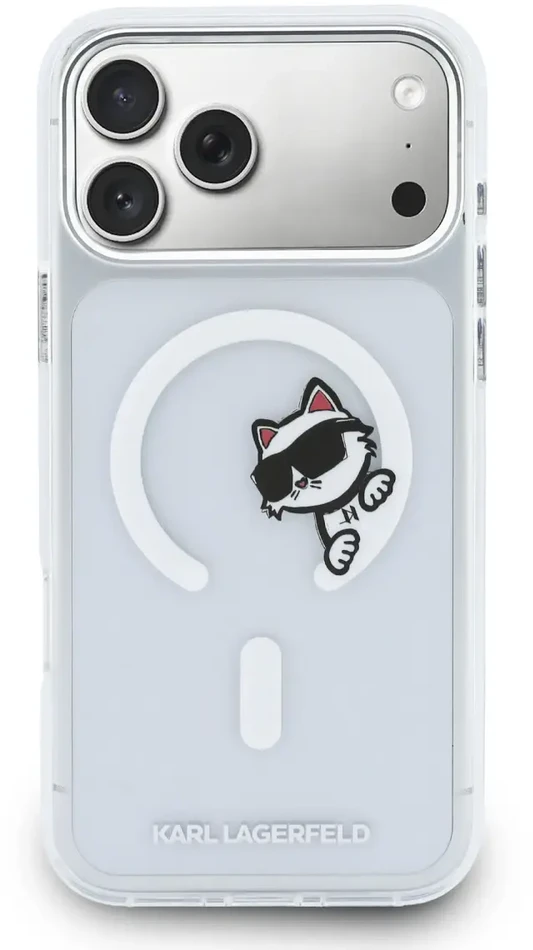 Karl Lagerfeld IML Choupette Peekaboo MagSafe dėklas skirtas Apple iPhone Apple iPhone 17 Pro Max skaidrus