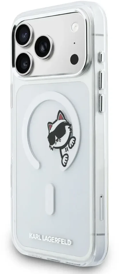 Karl Lagerfeld IML Choupette Peekaboo MagSafe dėklas skirtas Apple iPhone Apple iPhone 17 Pro Max skaidrus